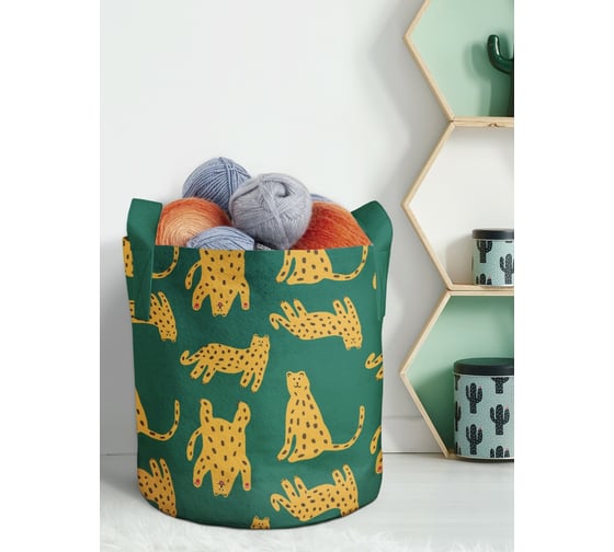 Изображение товара Текстильная корзина для хранения вещей и игрушек JOYARTY Стая леопардов 19 литров planta_385242_5