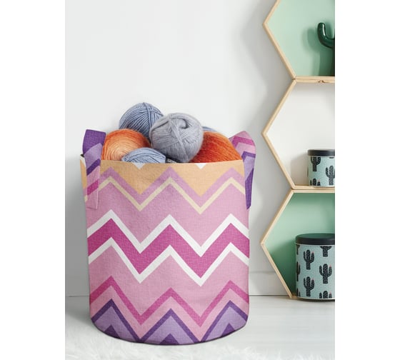 Изображение товара Мягкая текстильная корзина для хранения вещей и игрушек JOYARTY Пространство зигзагов с ручками 19 planta_8198_5