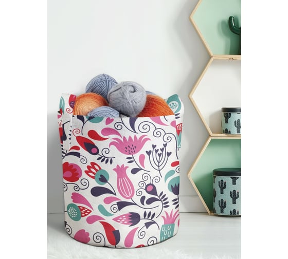 Изображение товара Текстильная корзина для хранения вещей и игрушек JOYARTY Цветочный узор 19 литров planta_17738_5