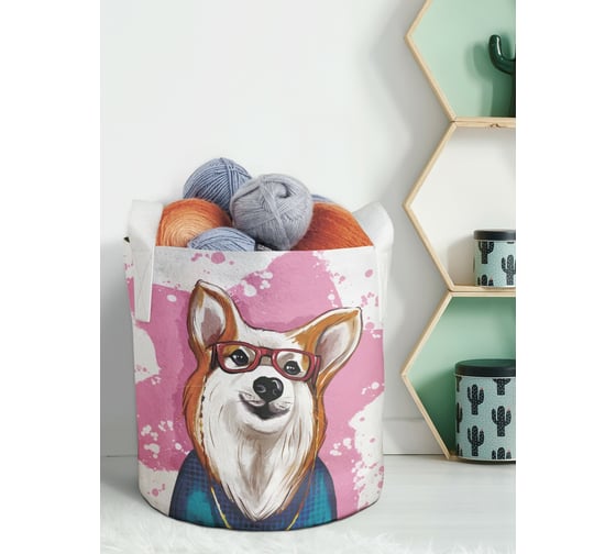 Изображение товара Текстильная корзина для хранения вещей и игрушек JOYARTY Стильный корги 19 литров planta_385294_5
