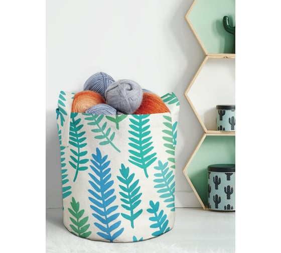 Изображение товара Текстильная корзина для хранения вещей и игрушек JOYARTY Лиственный узор 19 литров planta_13261_5