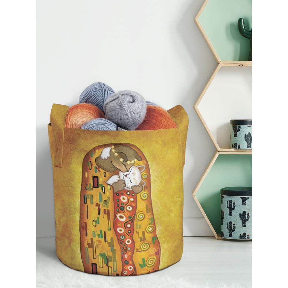 Изображение товара Текстильная корзина для хранения вещей и игрушек JOYARTY Поцелуй котиков 19 литров