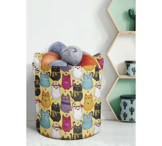 Изображение товара Текстильная корзина для хранения вещей и игрушек JOYARTY Стильные котики 19 литров planta_378649_5