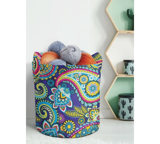 Изображение товара Текстильная корзина для хранения вещей и игрушек JOYARTY Цветочный пэйсли 19 литров planta_13629_5