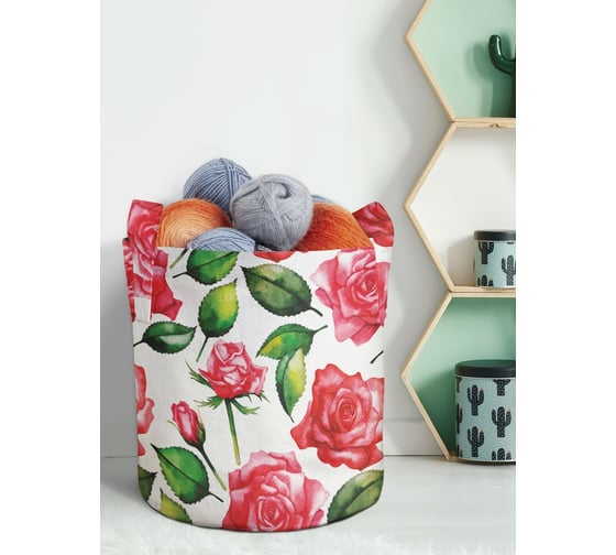 Изображение товара Текстильная корзина для хранения вещей и игрушек JOYARTY Цветочные узоры 19 литров planta_14782_5