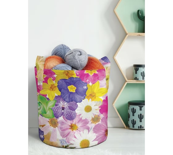 Изображение товара Текстильная корзина для хранения вещей и игрушек JOYARTY Симфония с цветов 19 литров planta_3790_5
