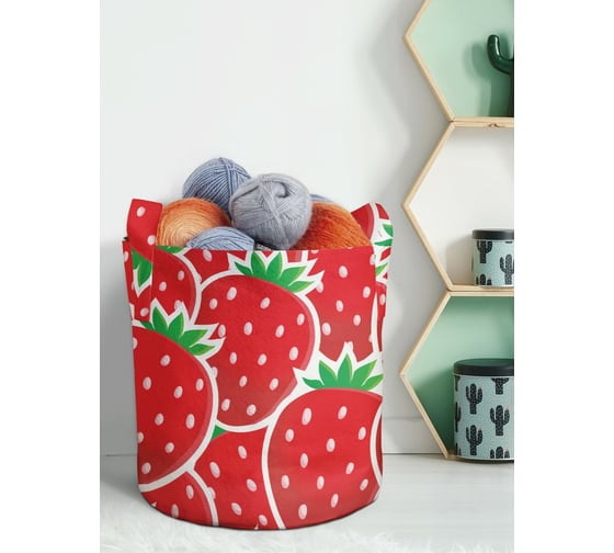 Изображение товара Текстильная корзина для хранения вещей и игрушек JOYARTY Клубничный рай 19 литров planta_47771_5