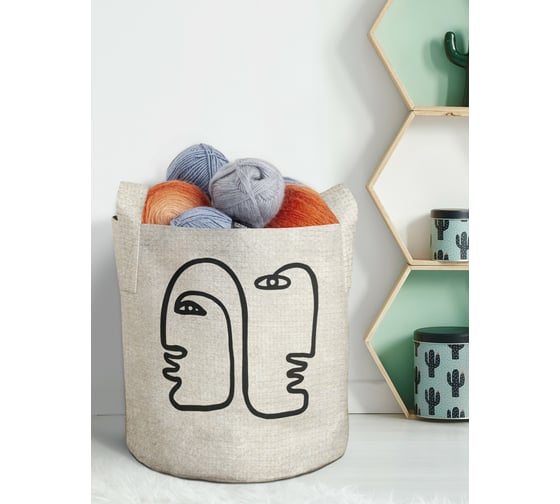 Изображение товара Текстильная корзина для хранения вещей и игрушек JOYARTY Загадочные лица 19 литров planta_385285_5