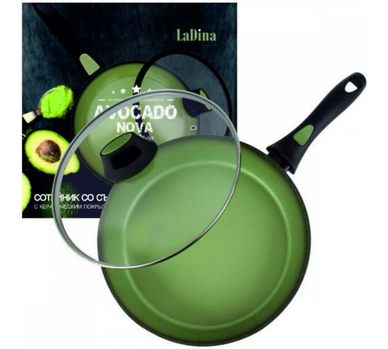 Изображение товара Сотейник Ladina AVOCADO алюм с антипригарным керамическим покрытием диаметр 26 см 2.8 л со съёмной ручкой 72026