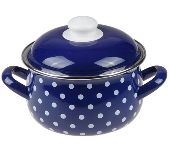 Изображение товара Эмалированная стальная кастрюля PERFECTO LINEA Горошек синий 2.8 л 50-600928