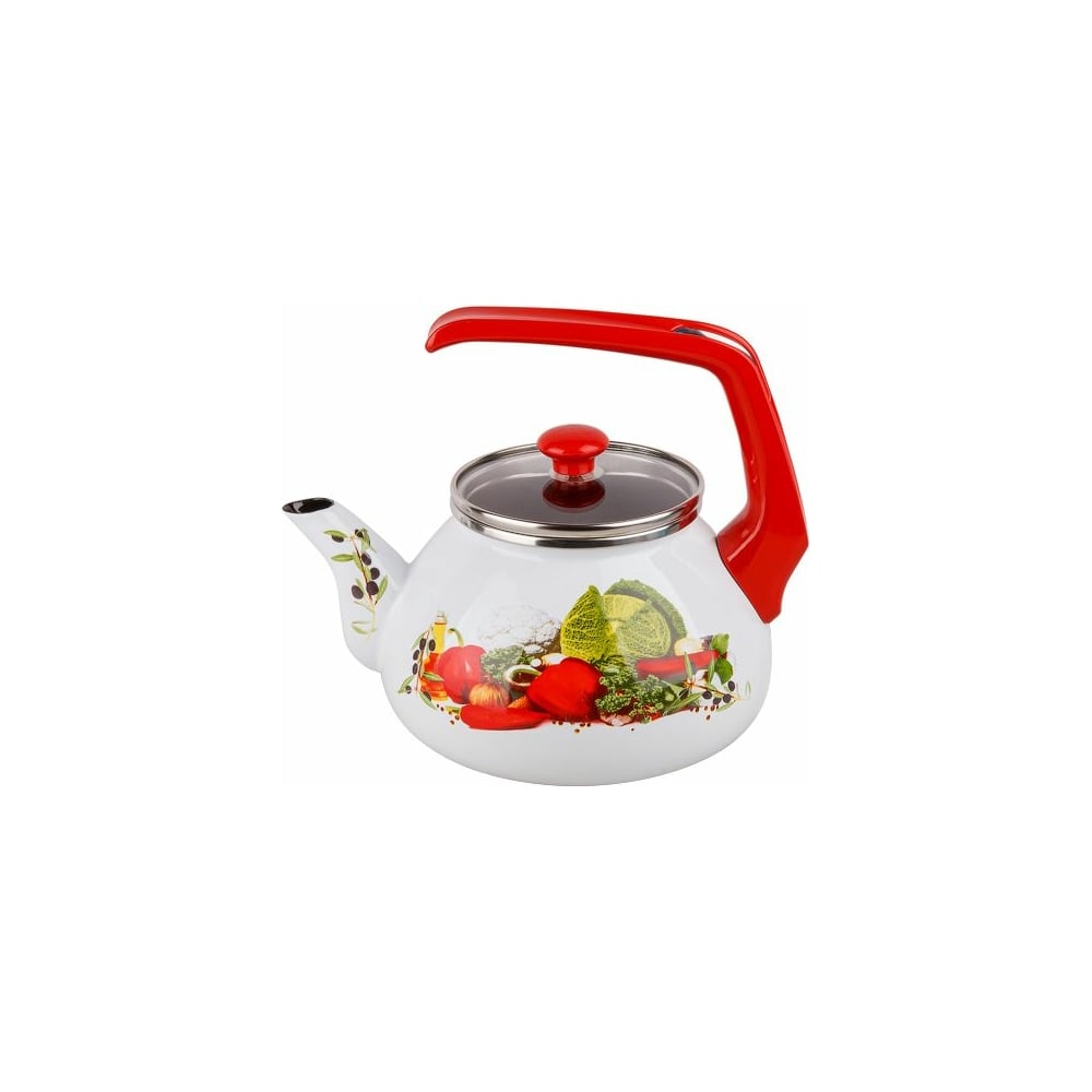 Изображение товара Эмалированный стальной чайник PERFECTO LINEA Урожай 2.2 л с рисунком для индукционных газовых и эле