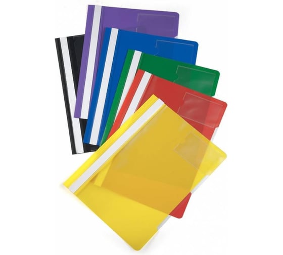 Изображение товара Папка-скоросшиватель БЮРОКРАТ A4, прозрачный верхний лист, карман для визитки, пластик, ассорти 816325