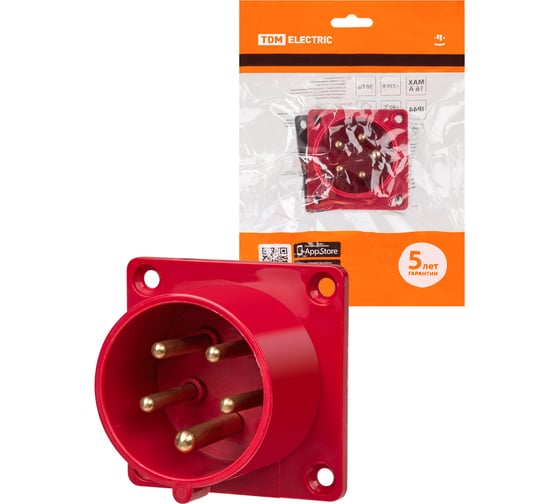 Изображение товара Вилка TDM ELECTRIC 615 скрытая 3Р+РЕ+N 16А 380В IP44 SQ0607-0003