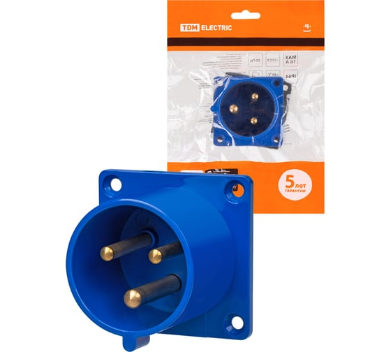 Изображение товара Вилка скрытая TDM ELECTRIC 2Р+РЕ 32А 220В IP44 SQ0607-0004