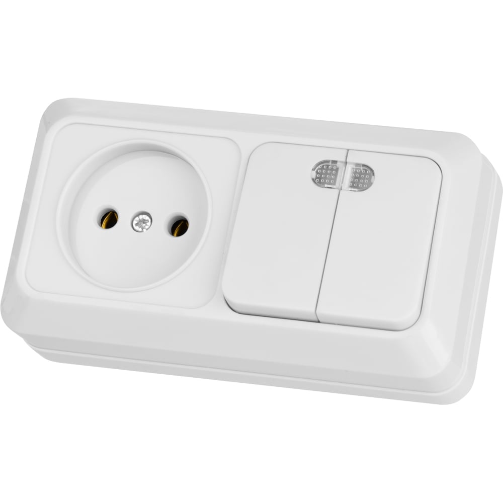 Изображение товара Комбинированный блок TDM ELECTRIC с выключателем и розеткой 2П 10А белый SQ1801-0108