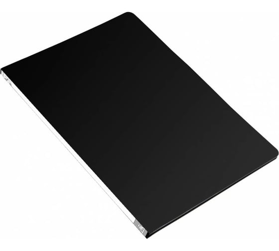 Изображение товара Папка БЮРОКРАТ с металлической пружиной скоросшивателем, A4, пластик, 0.5 мм, торцевая наклейка, черный 816840