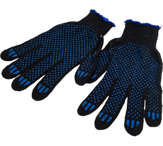 Изображение товара Хлопчатобумажные перчатки с ПВХ-покрытием точка STARTUL черные, р.9 ST7502