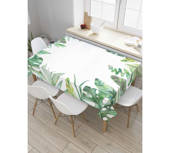 Изображение товара Прямоугольная скатерть JoyArty Макушки тропиков из сатена tc_38863_120x145