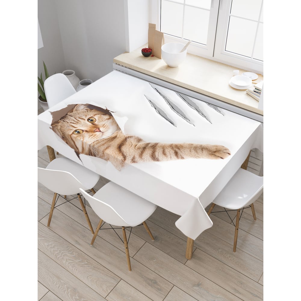 Изображение товара Прямоугольная скатерть JoyArty коты из сатена 120x145 см