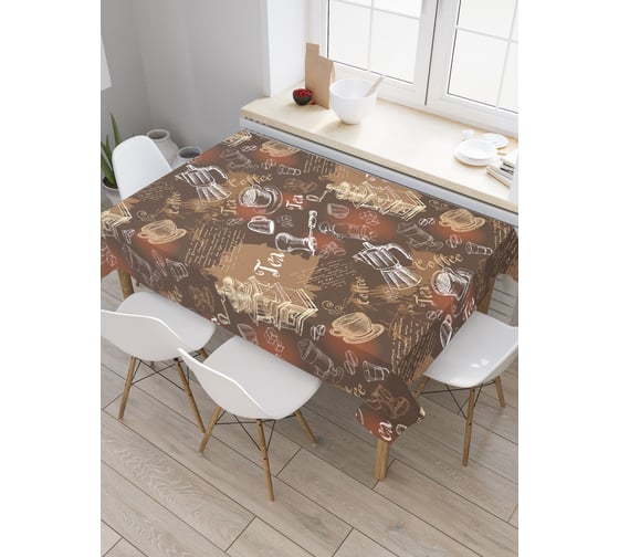 Изображение товара Прямоугольная скатерть JoyArty Кофейный принт из сатена tc_29916_120x145