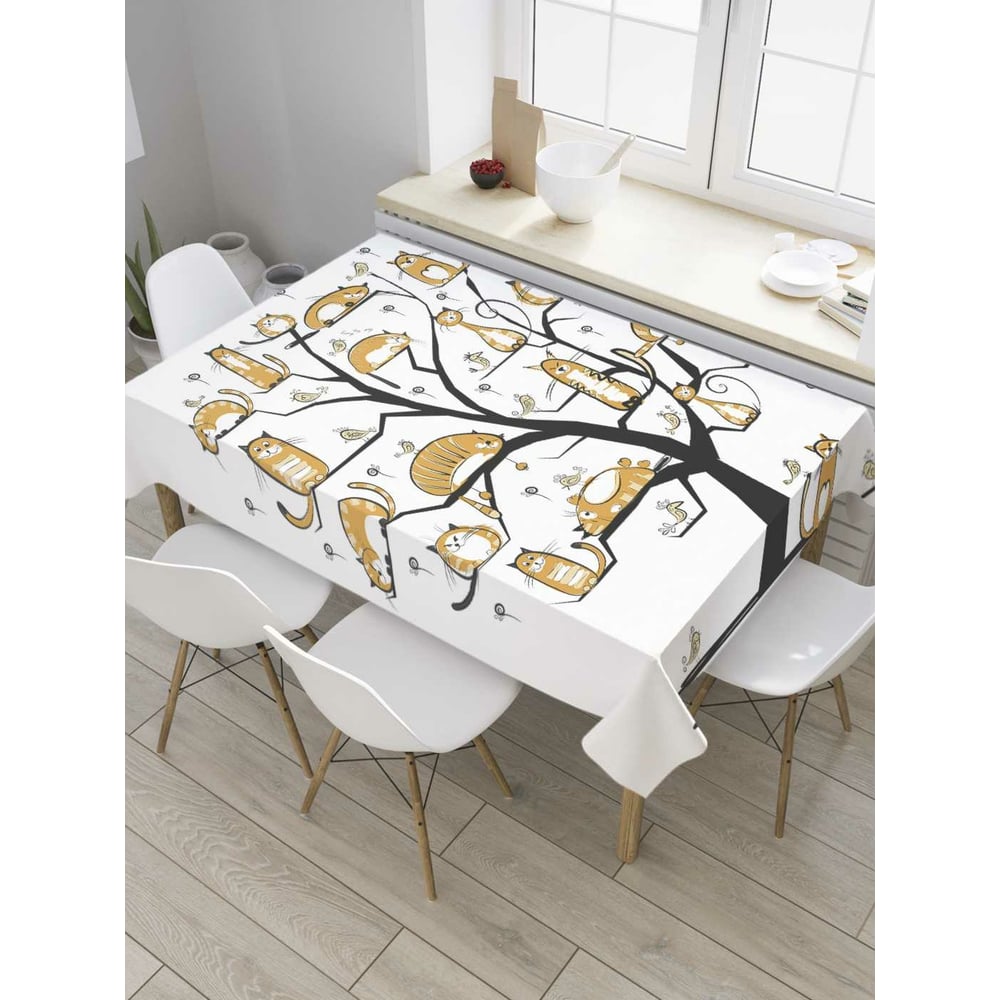 Изображение товара Прямоугольная скатерть JoyArty Кошачье дерево из сатена 120x145 см