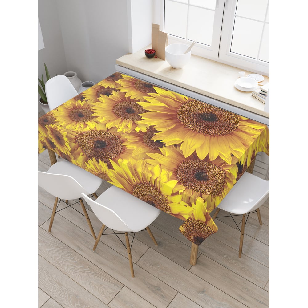Изображение товара Прямоугольная скатерть JoyArty подсолнухи из сатена 120x145 см современный дизайн