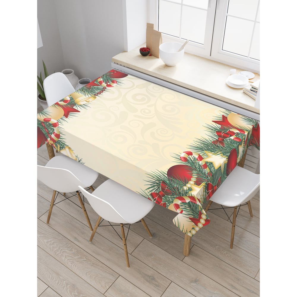 Изображение товара Прямоугольная скатерть JoyArty Новогодние украшения из сатена tc_18943_120x145