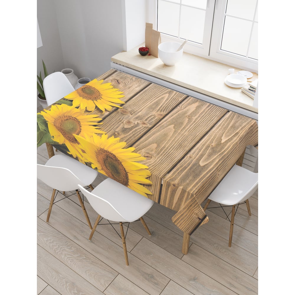 Изображение товара Прямоугольная скатерть JoyArty Подсолнухи 120x145 см сатен