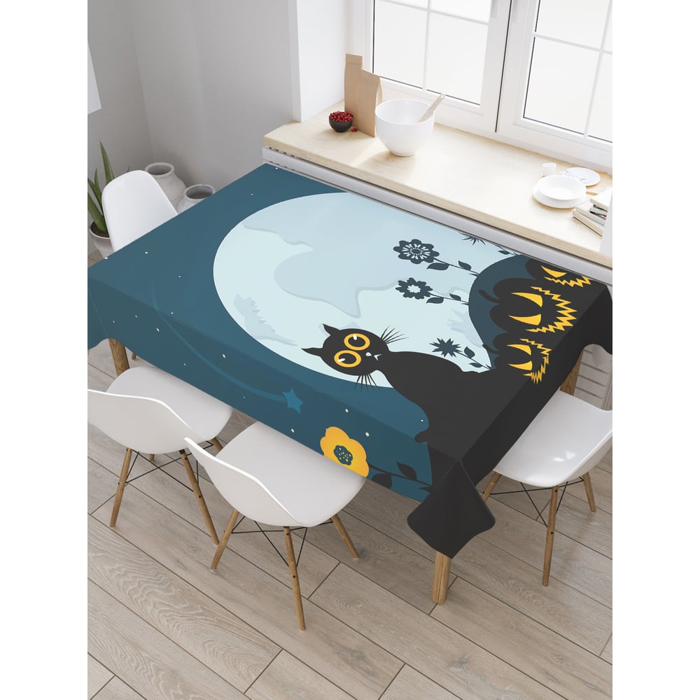 Изображение товара Прямоугольная скатерть JoyArty Ночной котик из сатена 120x145 см