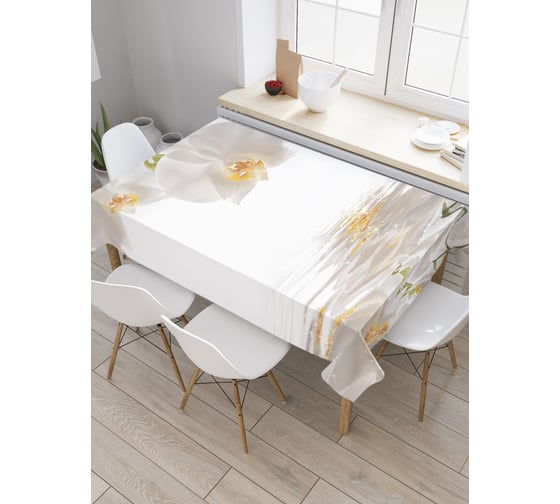 Изображение товара Прямоугольная скатерть JoyArty Орхидея ожидает из сатена tc_2287_120x145