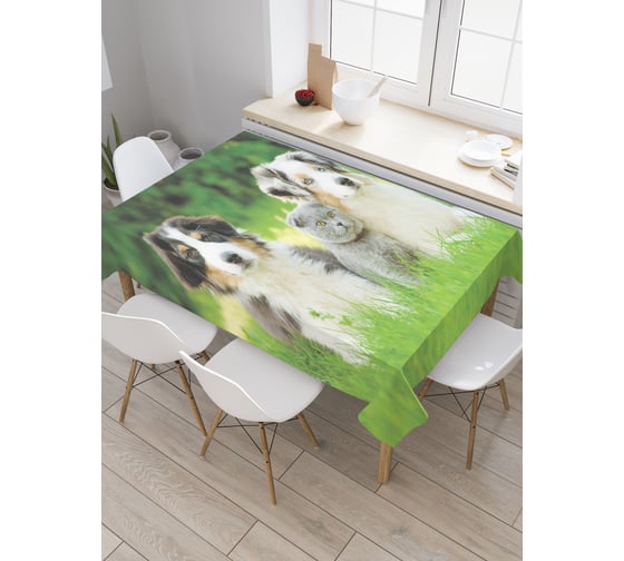 Изображение товара Прямоугольная скатерть JoyArty Одна семья из сатена tc_37438_120x145