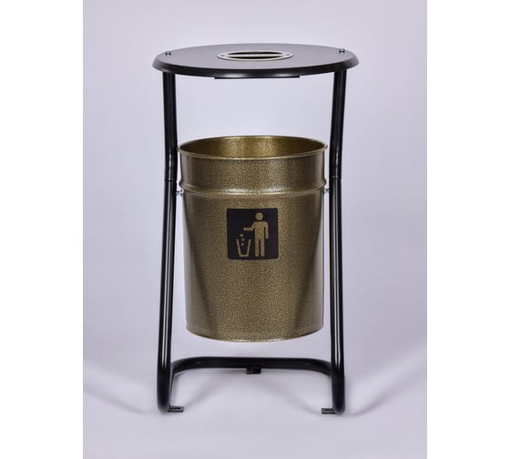 Изображение товара Урна уличная металлическая ПРОФМЕТСТИЛЬ бронза, с пепельницей, с креплением в асфальт 656