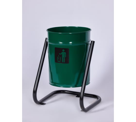 Изображение товара Урна уличная металлическая ПРОФМЕТСТИЛЬ зеленая, с креплением в асфальт 629