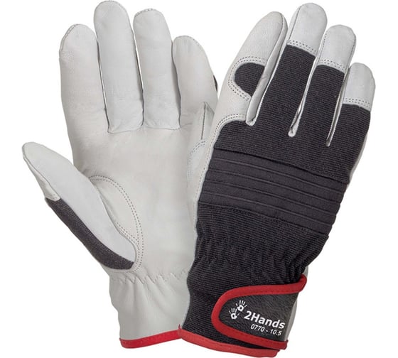 Изображение товара Перчатки 2Hands 3D-спандекс с мягкой овечьей кожей, трикотаж, манжет на велкро 0770 - 10,5