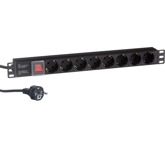 Изображение товара Блок розеток ExeGate горизонтальный ServerPro PDU-19H803/1.5mm2, 2 метра, выключатель с подсветкой 280842