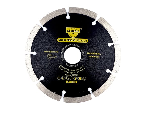 Изображение товара Диск алмазный универсальный SOLID MSS 125x22.23 мм, 9 сегментов SAMEDIA 310978