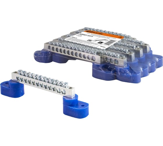 Изображение товара Шина нулевая "N" 6х9мм на двух угловых изоляторах 12 групп TDM ELECTRIC, никелированная SQ0801-0313