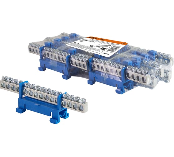 Изображение товара Шина TDM ELECTRIC N нулевая с изолятором на DIN-рейку 6x9мм стойка мал. 15 групп никелированная SQ0801-0324