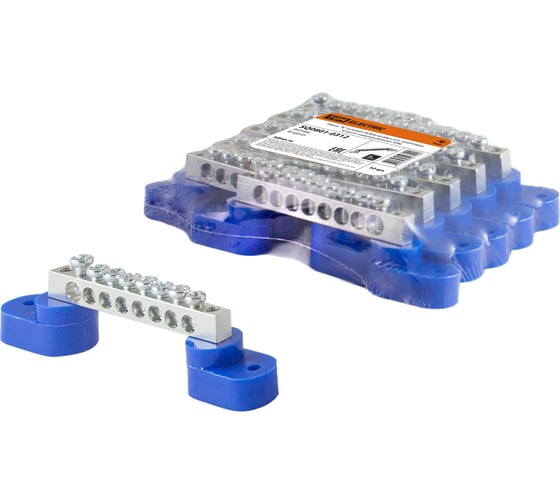 Изображение товара Шина нулевая "N" 6х9мм на двух угловых изоляторах 8 групп TDM ELECTRIC, никелированная SQ0801-0312