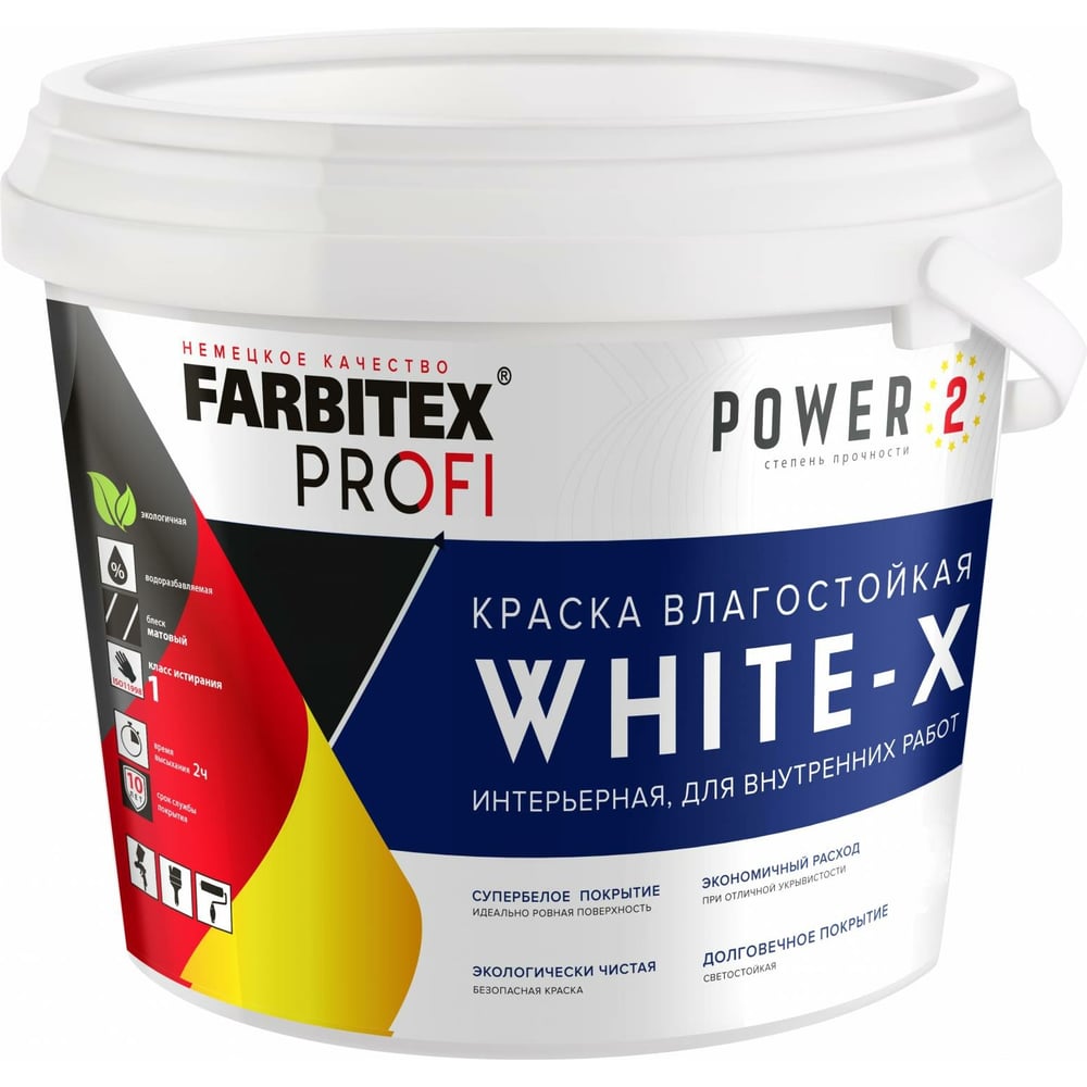 Влагостойкая интерьерная акриловая краска Farbitex акриловая краска для потолков farbitex