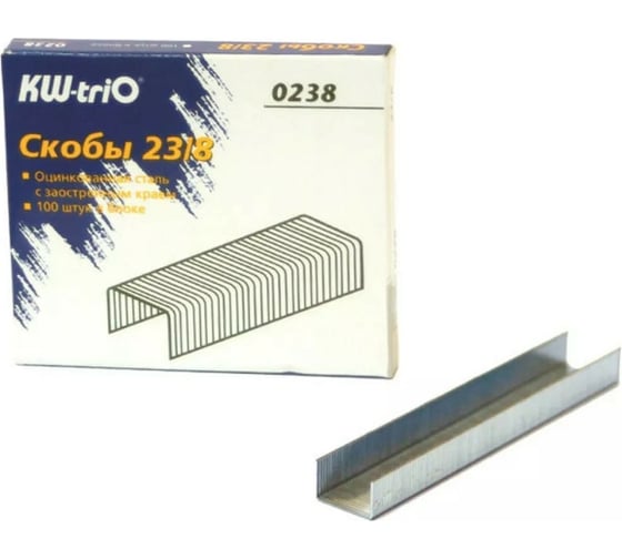 Изображение товара Оцинкованные скобы для степлера KW-TRIO 23/8 0238 картонная коробка 1000 шт в упаковке 812044