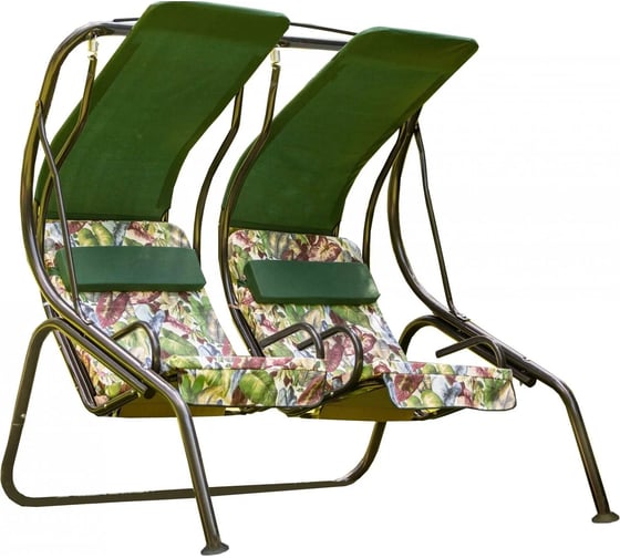 Изображение товара Садовые 2-х местные качели OLSA Марио каркас антрацит, м/э зеленый, листья с1264