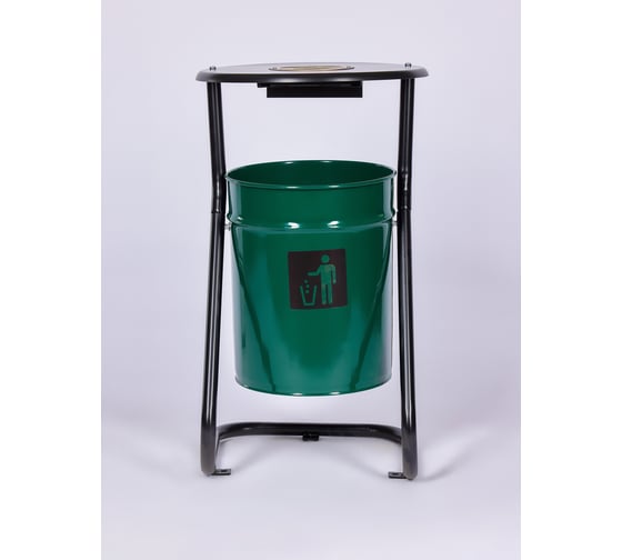 Изображение товара Урна уличная ПРОФМЕТСТИЛЬ металлическая, зеленая, с пепельницей, с креплением в асфальт 649