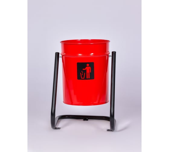 Изображение товара Урна уличная ПРОФМЕТСТИЛЬ металлическая, красная, с креплением в асфальт 637