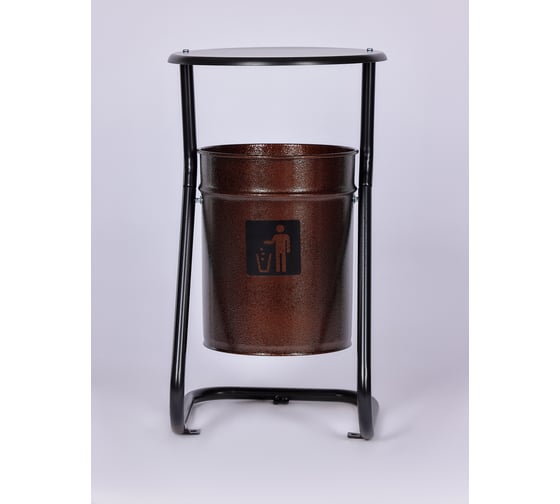 Изображение товара Урна уличная ПРОФМЕТСТИЛЬ металлическая, коричневая. с крышкой, с креплением в асфальт 641