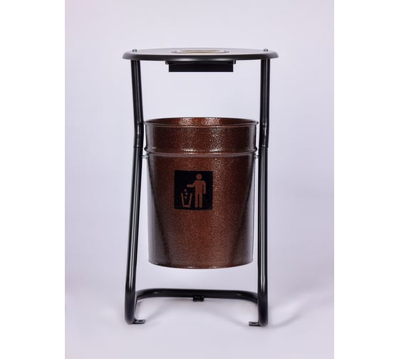 Изображение товара Урна уличная ПРОФМЕТСТИЛЬ металлическая, коричневая, с пепельницей, с креплением в асфальт 651