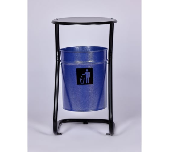 Изображение товара Урна уличная ПРОФМЕТСТИЛЬ металлическая, синий металлик, с крышкой, с креплением в асфальт 645