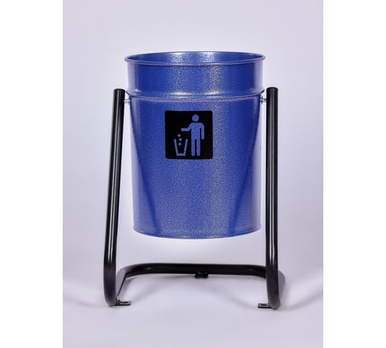 Изображение товара Урна уличная ПРОФМЕТСТИЛЬ металлическая, синий металлик, с креплением в асфальт 635