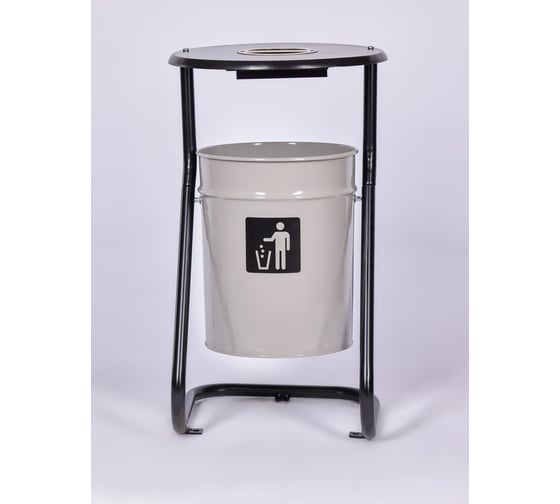 Изображение товара Урна уличная ПРОФМЕТСТИЛЬ металлическая, серая, с пепельницей, с креплением в асфальт 652