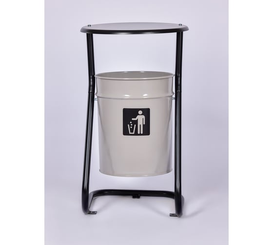 Изображение товара Урна уличная ПРОФМЕТСТИЛЬ металлическая, серая, с крышкой, с креплением в асфальт 642